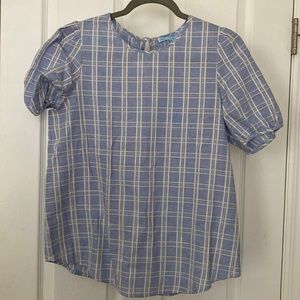 Draper James Linen Puff Sleeve Top